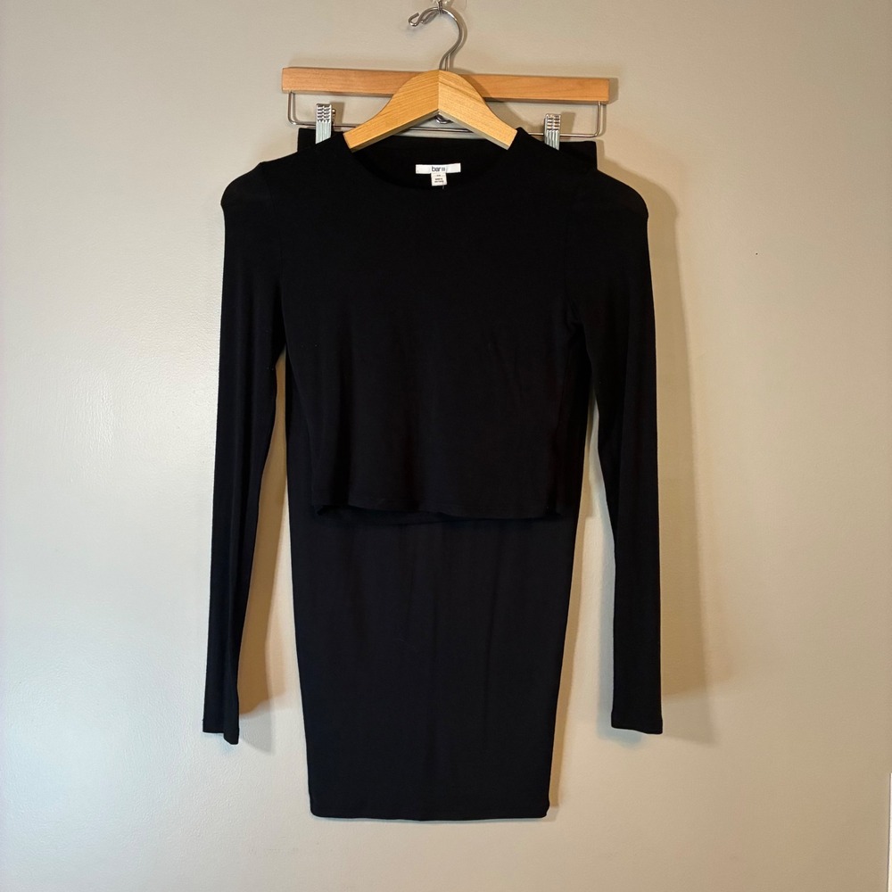 Bar III‎ Essentials Black 2 Piece Set Crop Top Midi Skirt XS NWT